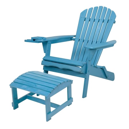 W Unlimited 35 x 32 x 28 in. Foldable Chair with Cup Holder & Ottoman, Sky Blue SW2136SB-CHOT